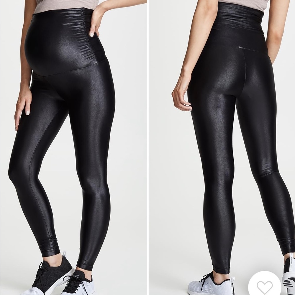 Koral Black Faux-Leather High-Waist Maternity Leggings